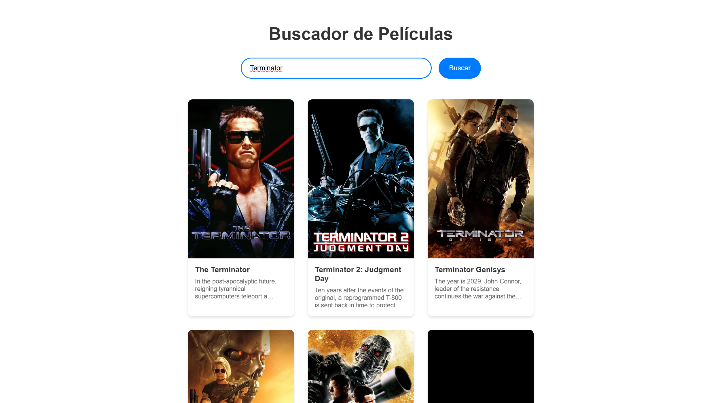 Buscador de Peliculas front page